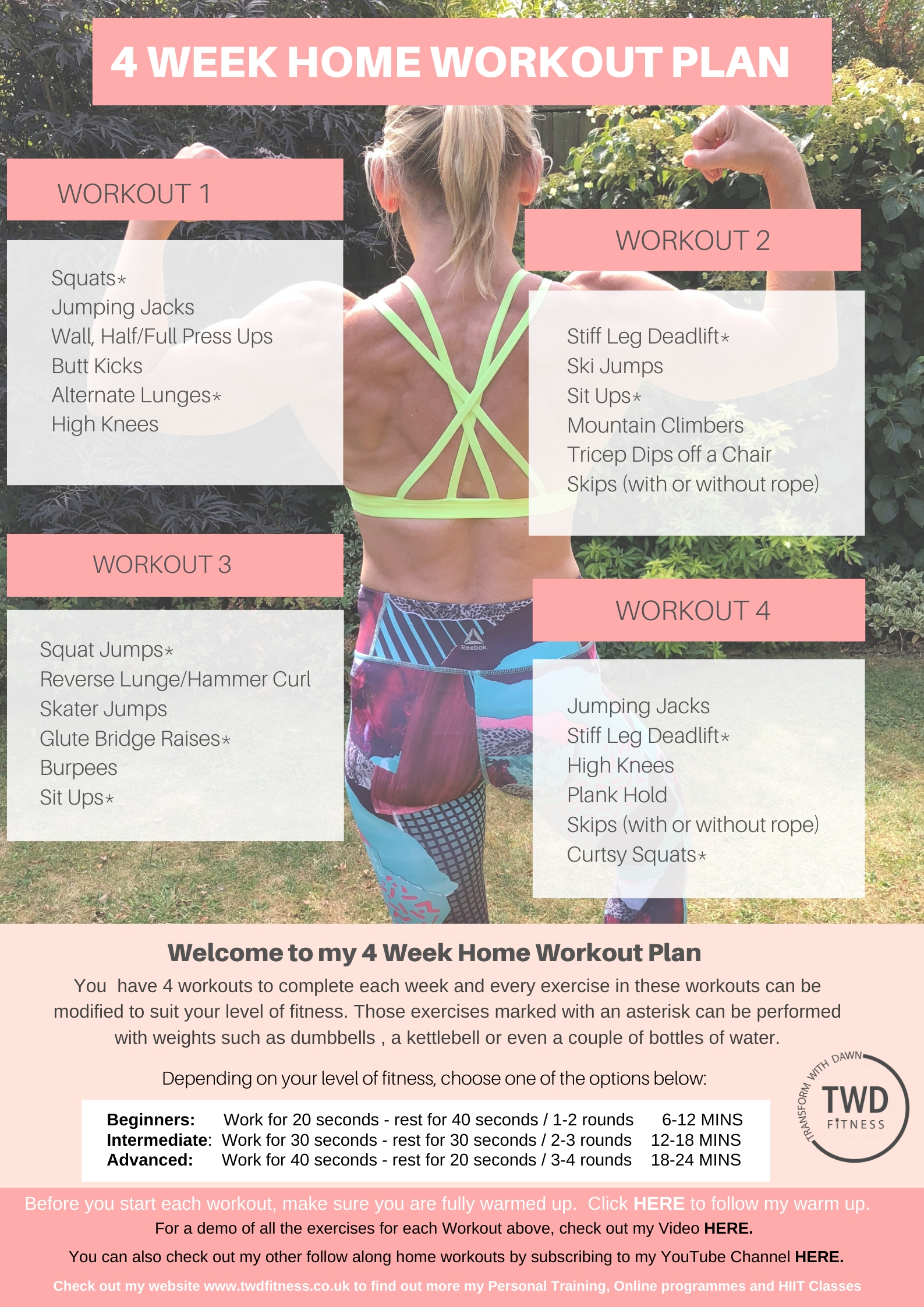 4 Week Free Home Workout Plan TWD Fitness
